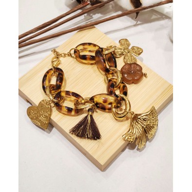 Bracelet en acier et résine...