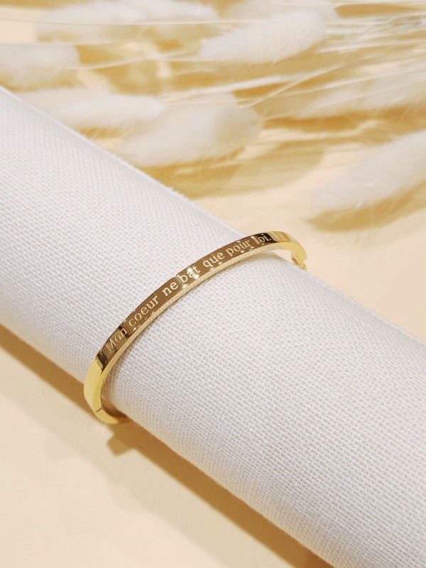 Bracelet avec message acier inoxydable "  Mon coeur ne bat que pour toi." J147