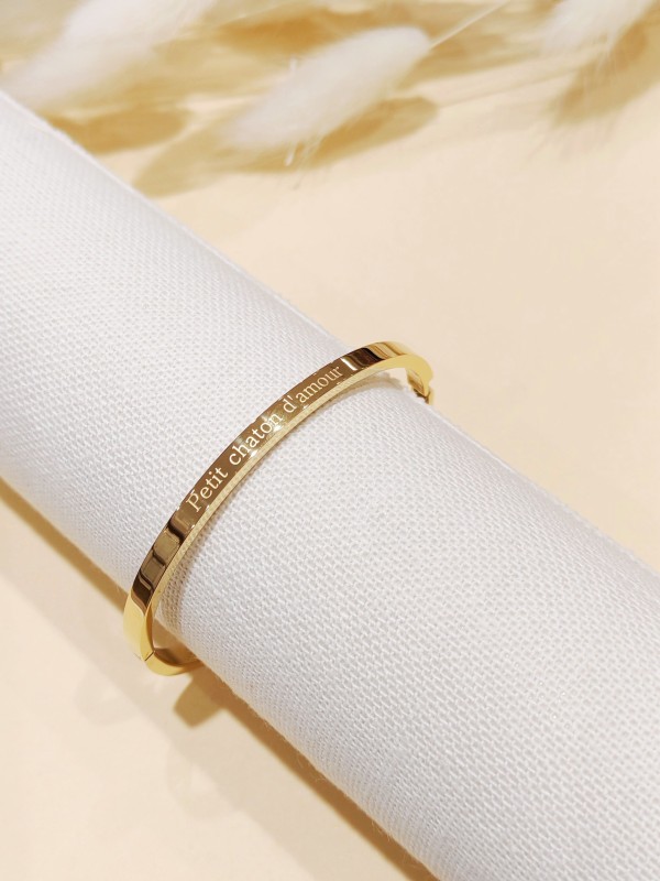 Bracelet avec message acier inoxydable " Petit chaton d'amour" J148