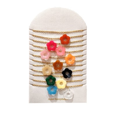 Lot de 12 colliers en acier et résine L059