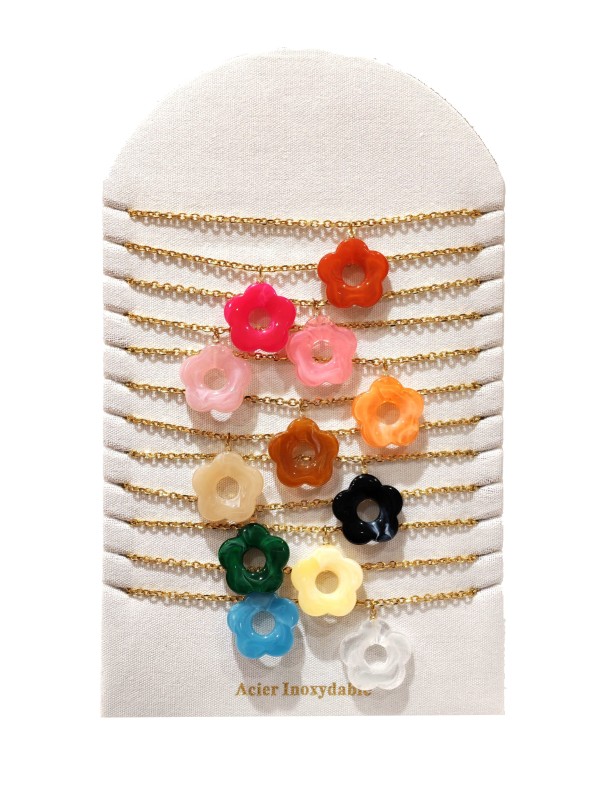 Lot de 12 colliers en acier et résine L059