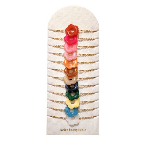 Lot de 12 bracelets en acier et résine L060