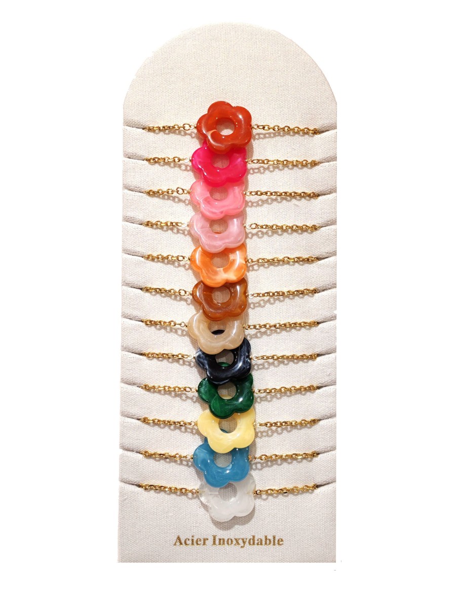 Lot de 12 bracelets en acier et résine L060