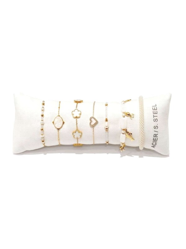 Lot de 7 bracelets en acier inoxydable L062