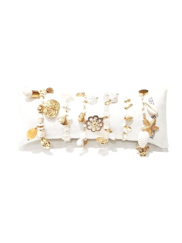 Lot de 6 bracelets en acier inoxydable L064