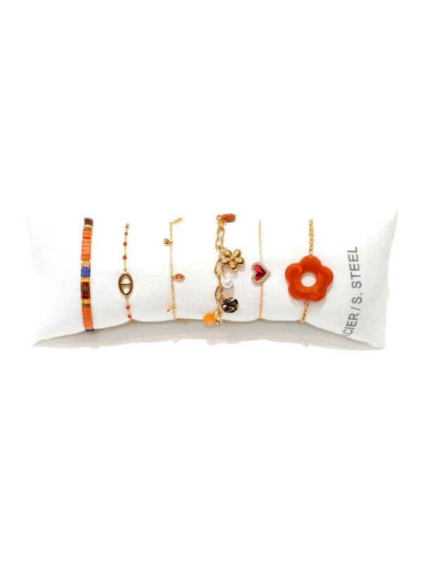Lot de 6 bracelets en acier inoxydable L065