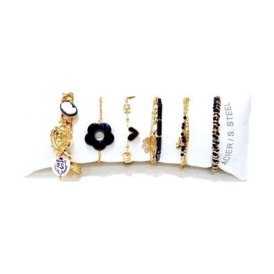 Lot de 6 bracelets en acier inoxydable L066