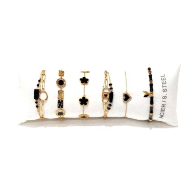 Lot de 6 bracelets en acier inoxydable L067