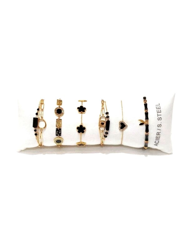 Lot de 6 bracelets en acier inoxydable L067