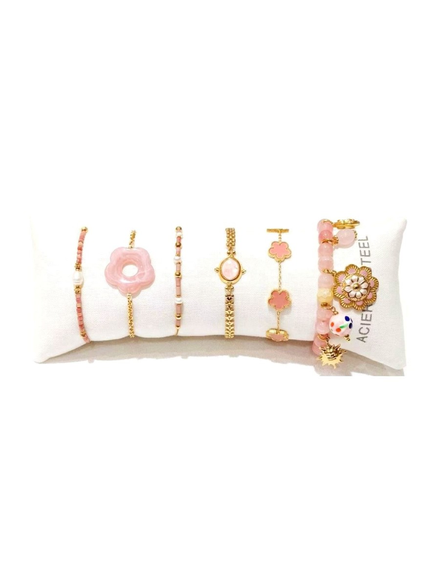 Lot de 6 bracelets en acier inoxydable L068