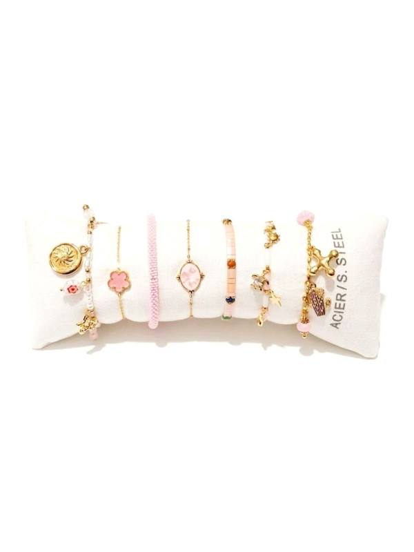 Lot de 7 bracelets en acier inoxydable L069