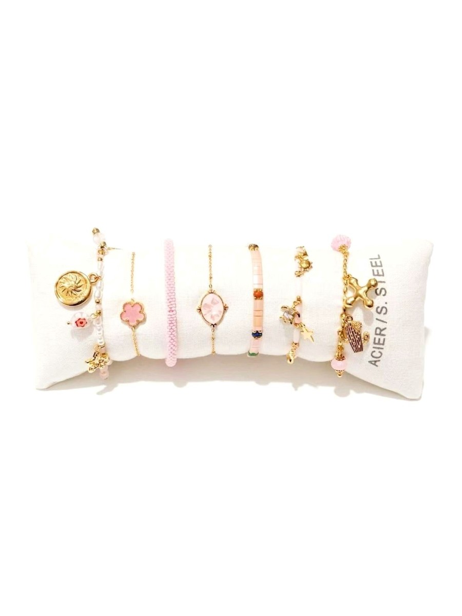 Lot de 7 bracelets en acier inoxydable L069