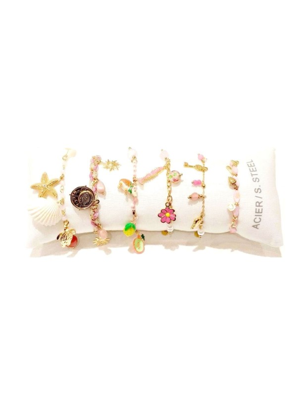 Lot de 6 bracelets en acier inoxydable L070