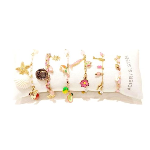 Lot de 6 bracelets en acier inoxydable L070