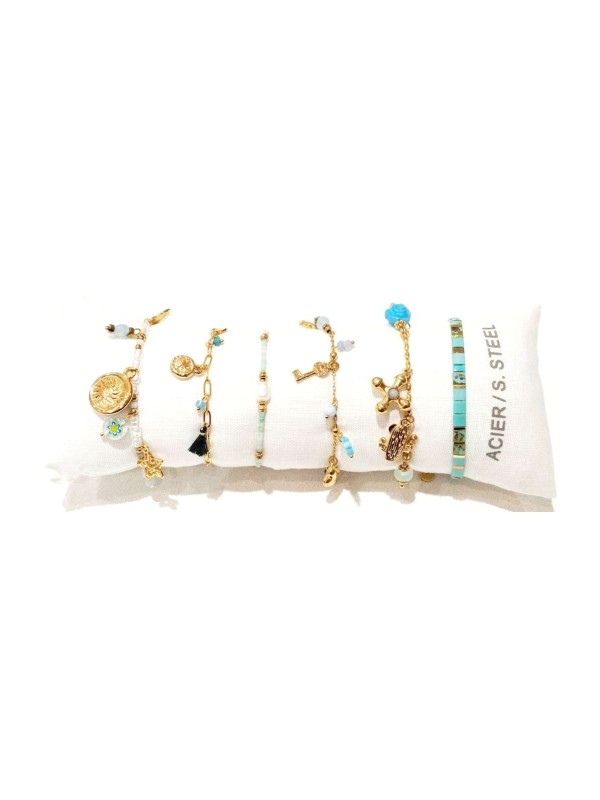 Lot de 6 bracelets en acier inoxydable L071