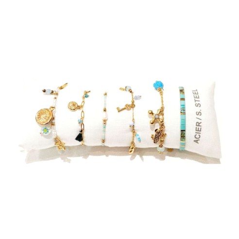 Lot de 6 bracelets en acier inoxydable L071