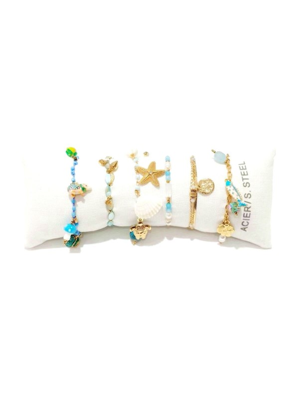 Lot de 6 bracelets en acier inoxydable L072