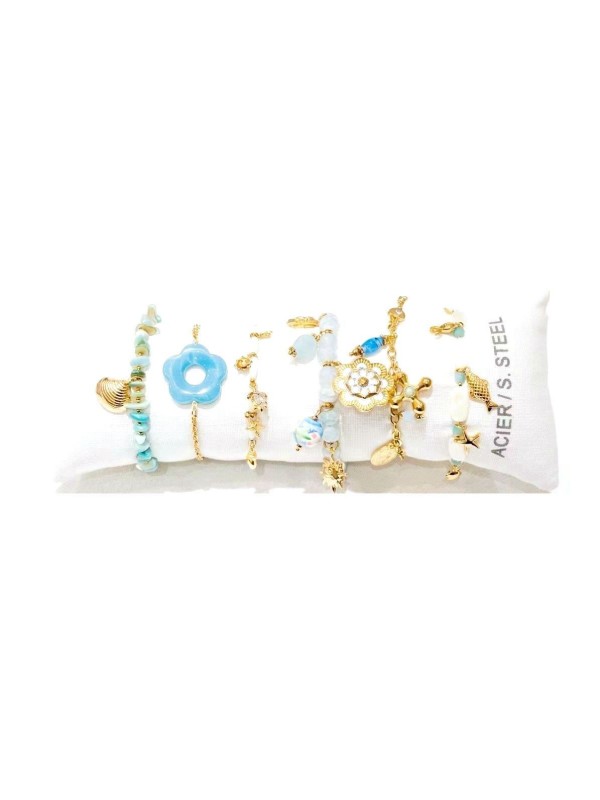 Lot de 6 bracelets en acier inoxydable L073