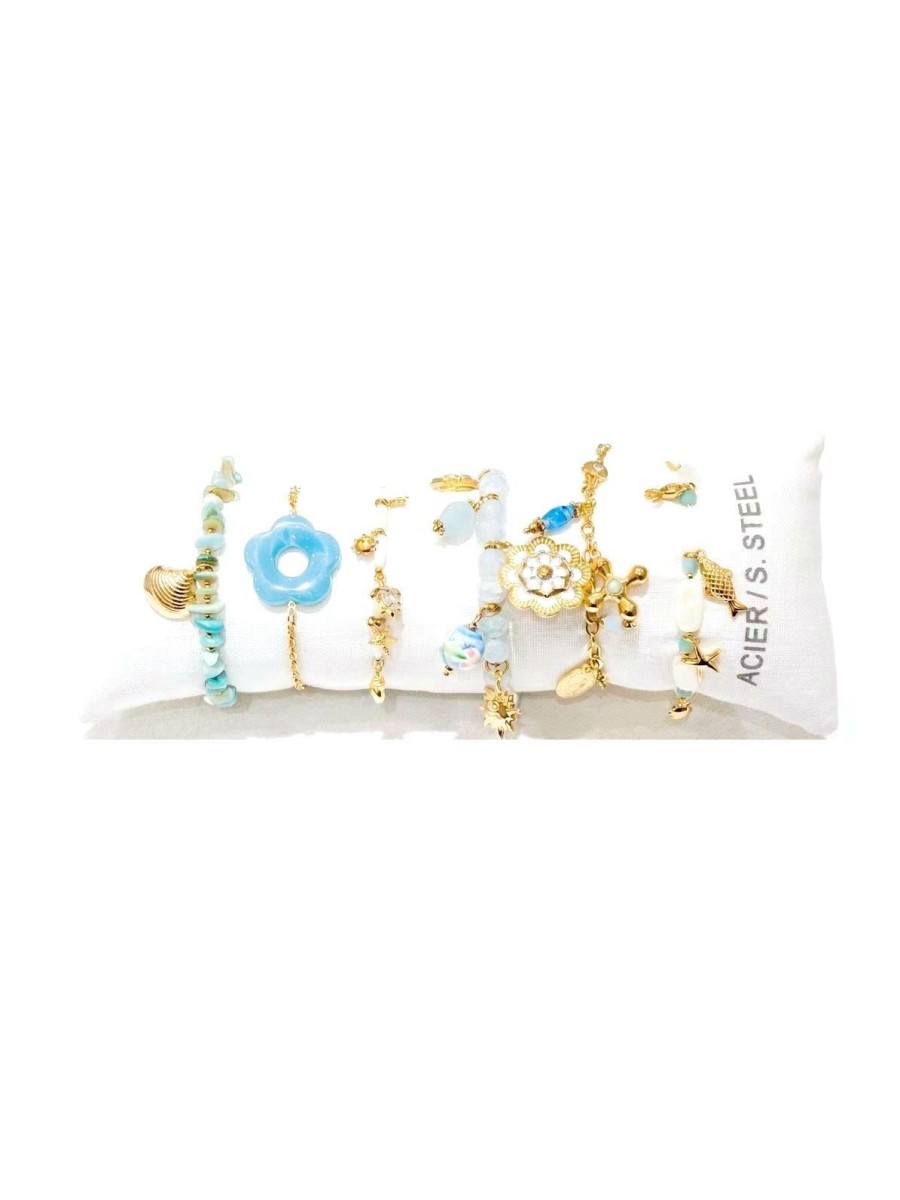 Lot de 6 bracelets en acier inoxydable L073