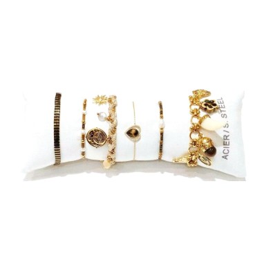 Lot de 6 bracelets en acier inoxydable L074