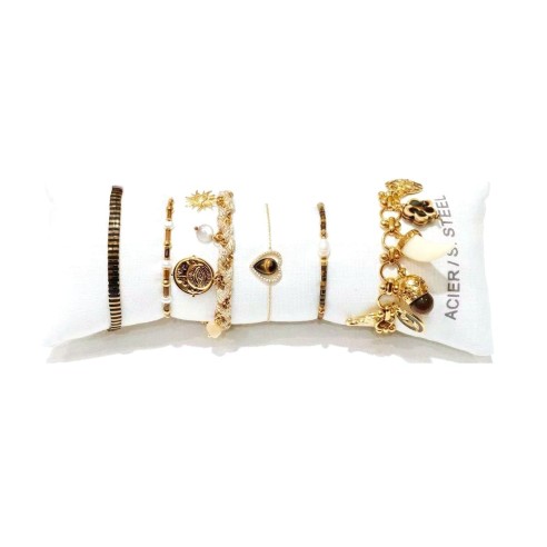 Lot de 6 bracelets en acier inoxydable L074