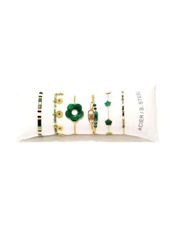 Lot de 6 bracelets en acier inoxydable L075