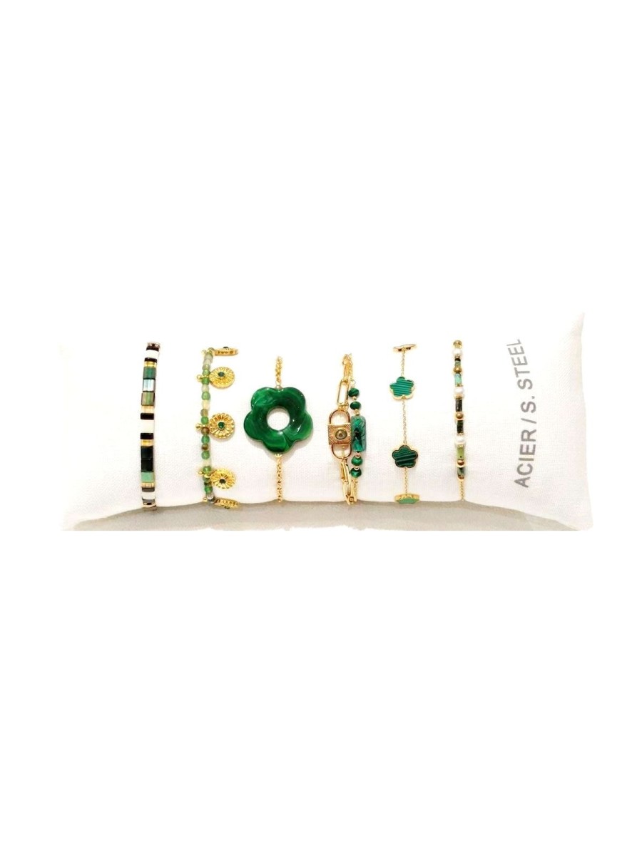 Lot de 6 bracelets en acier inoxydable L075