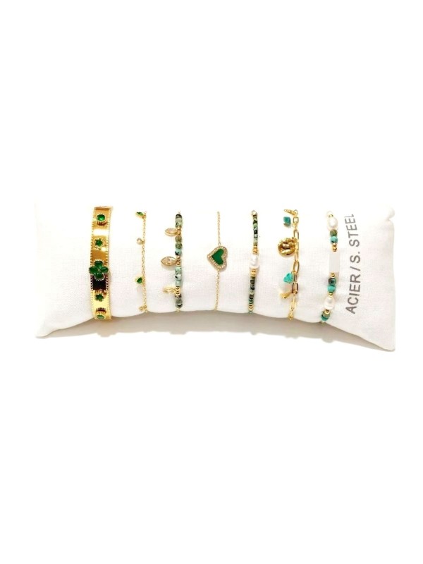 Lot de 6 bracelets en acier inoxydable L076