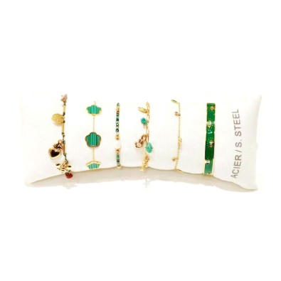 Lot de 6 bracelets en acier inoxydable L077