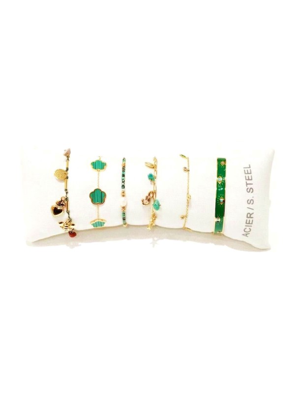 Lot de 6 bracelets en acier inoxydable L077
