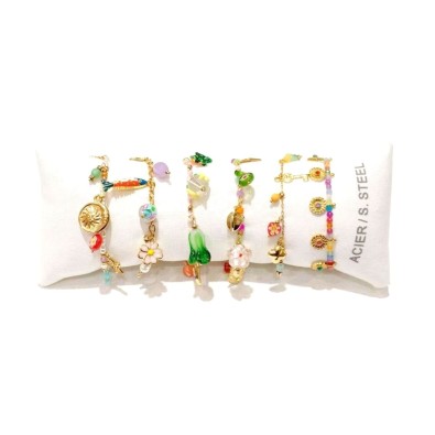 Lot de 6 bracelets en acier inoxydable L078