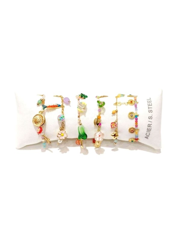 Lot de 6 bracelets en acier inoxydable L078