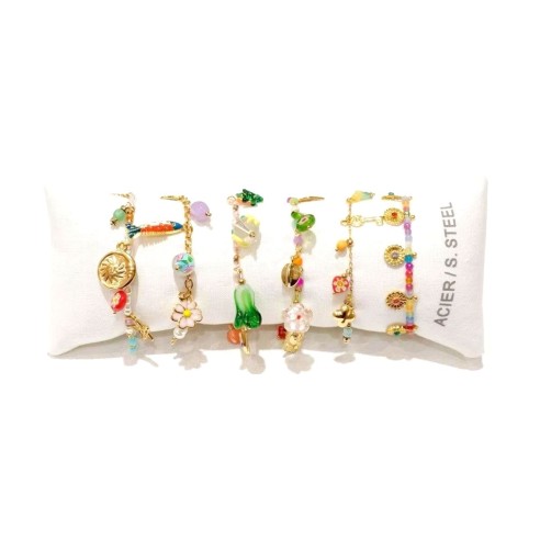 Lot de 6 bracelets en acier inoxydable L078