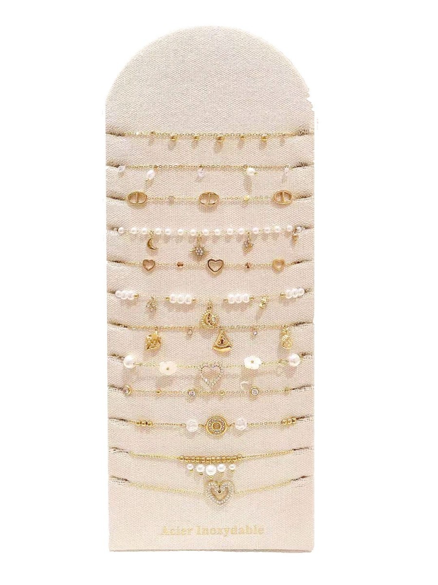 Lot de 12 bracelets en acier inoxydable L081
