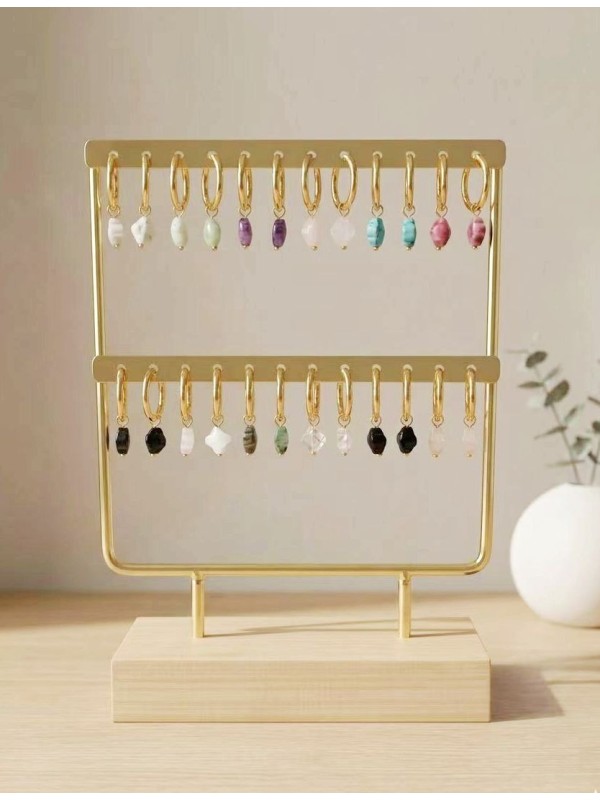 Lot de 12 boucles d'oreilles en acier inoxydable L082