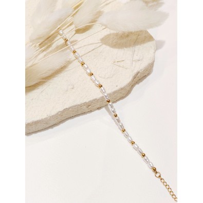 Bracelet en perle et acier inoxydable B225