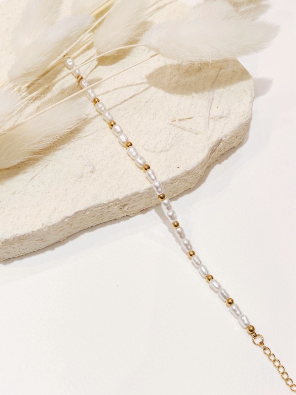 Bracelet en perle et acier inoxydable B225