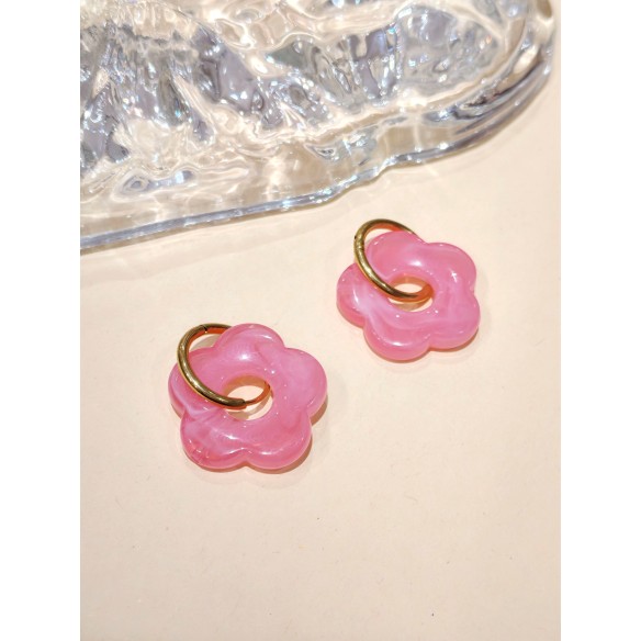 Boucles d'oreilles acier inoxydable et résine E466