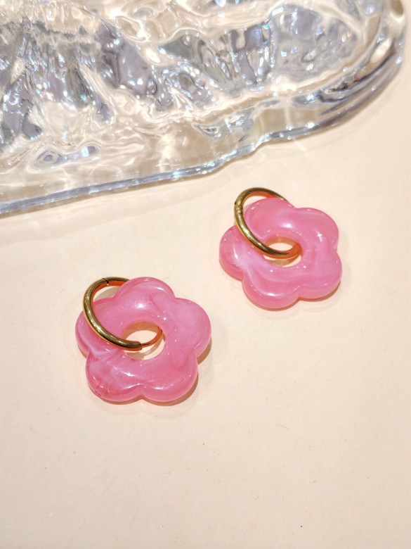 Boucles d'oreilles acier inoxydable et résine E466