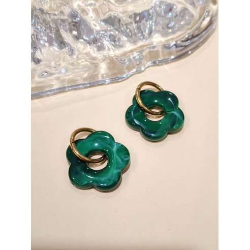 Boucles d'oreilles acier inoxydable et résine E466