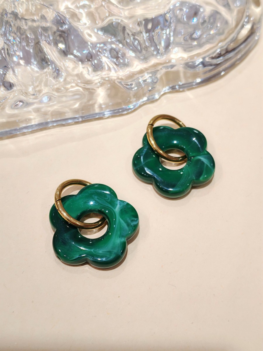 Boucles d'oreilles acier inoxydable et résine E466