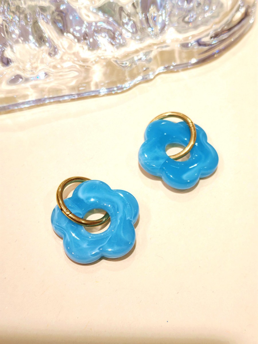 Boucles d'oreilles acier inoxydable et résine E466