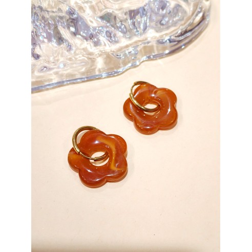 Boucles d'oreilles acier inoxydable et résine E466