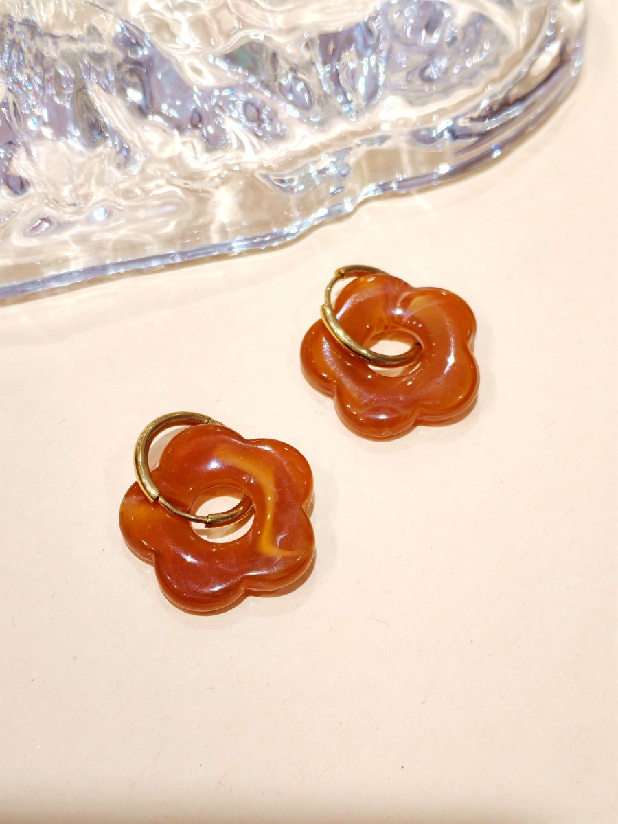 Boucles d'oreilles acier inoxydable et résine E466