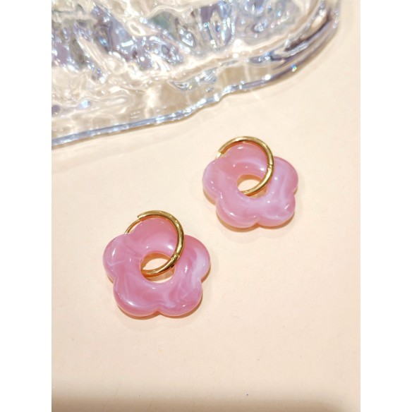 Boucles d'oreilles acier inoxydable et résine E466