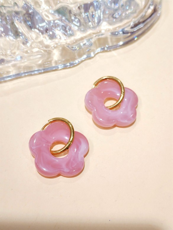 Boucles d'oreilles acier inoxydable et résine E466