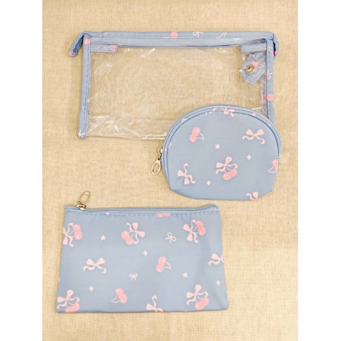 Lot de 3 trousses de toilette 24x14cm T001