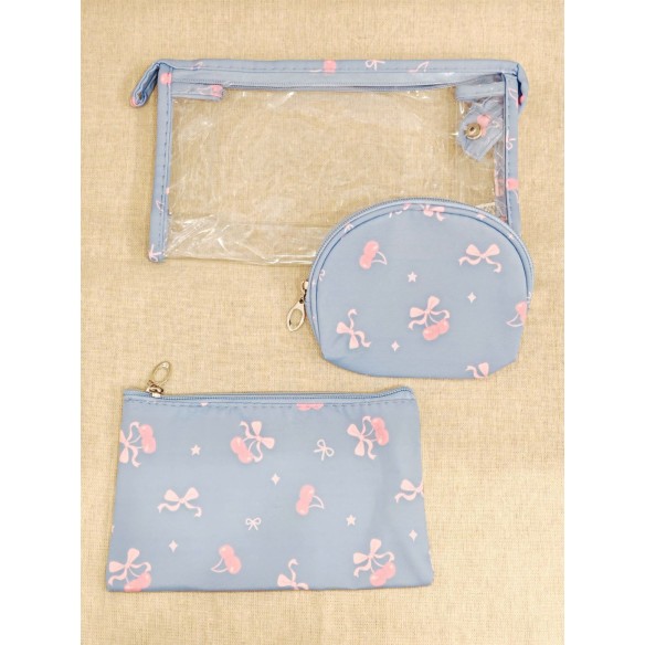 Lot de 3 trousses de toilette 24x14cm T001