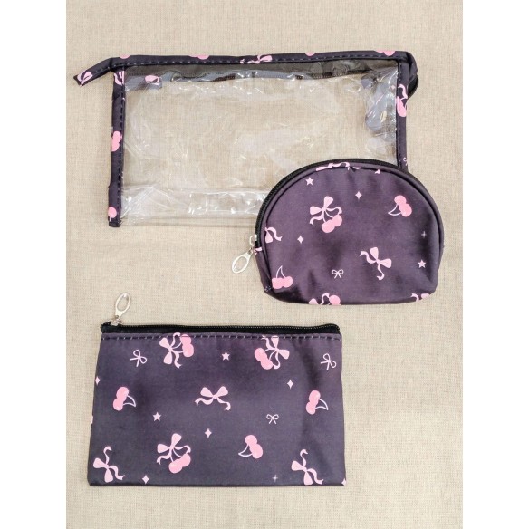 Lot de 3 trousses de toilette 24x14cm T001