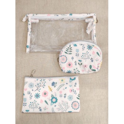 Lot de 3 trousses de toilette 24x14cm T003